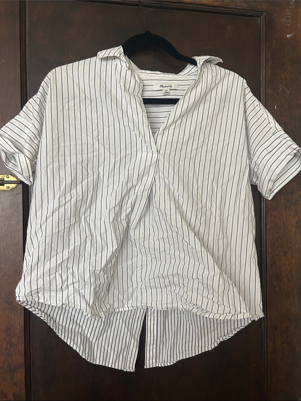 Madewell White Shirt with Thin Black Stripes